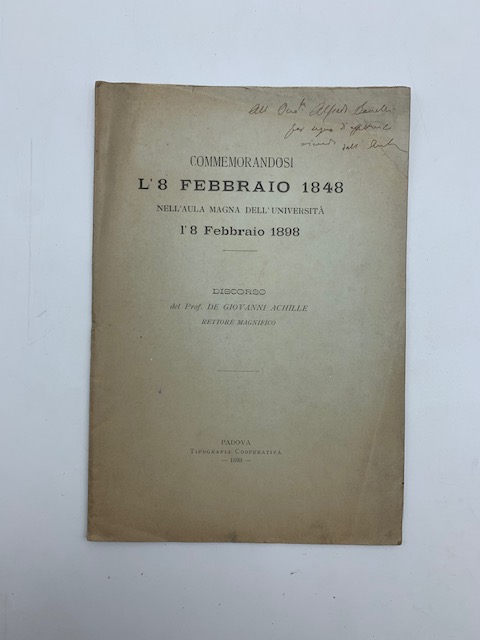 Commemorandosi l'8 febbraio 1848 nell'Aula magna dell'Università l'8 febbraio 1898